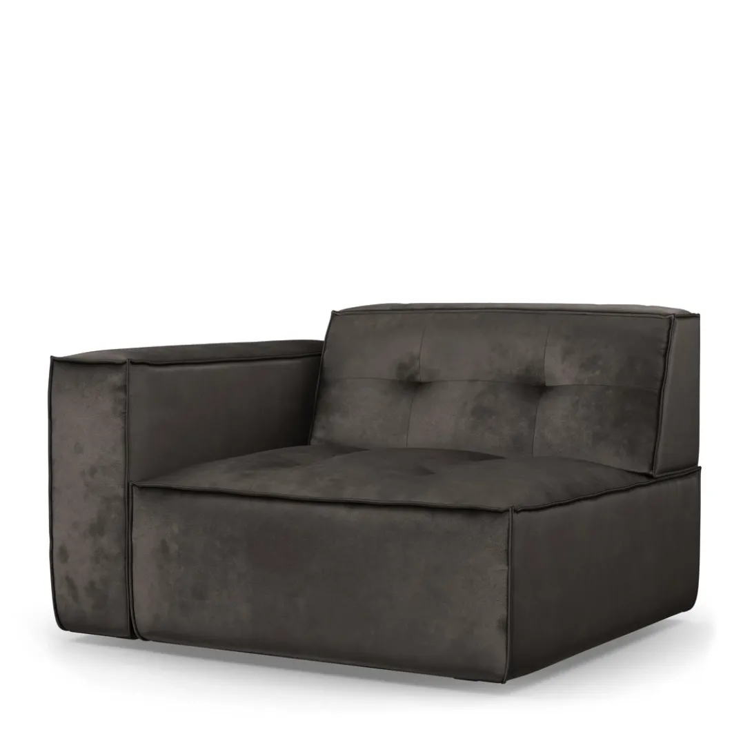 Brandon Corner Arm Left, velvet, grimaldi grey