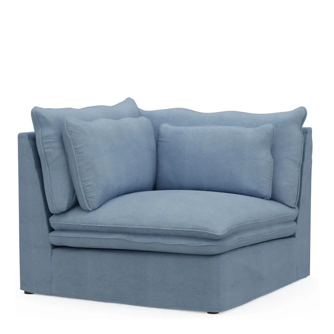 Continental Corner, washed cotton, ice blue