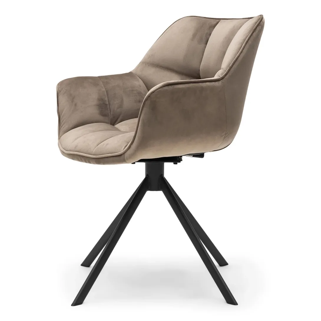 Draaibare Eetkamerstoel Carnaby, Golden Mink, Velvet