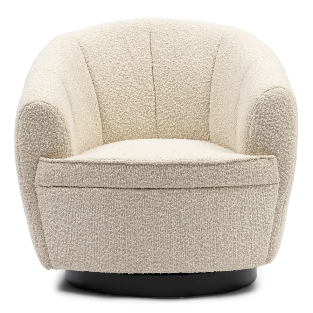 Fauteuil The Countess Swivel, White Sand, Bouclé