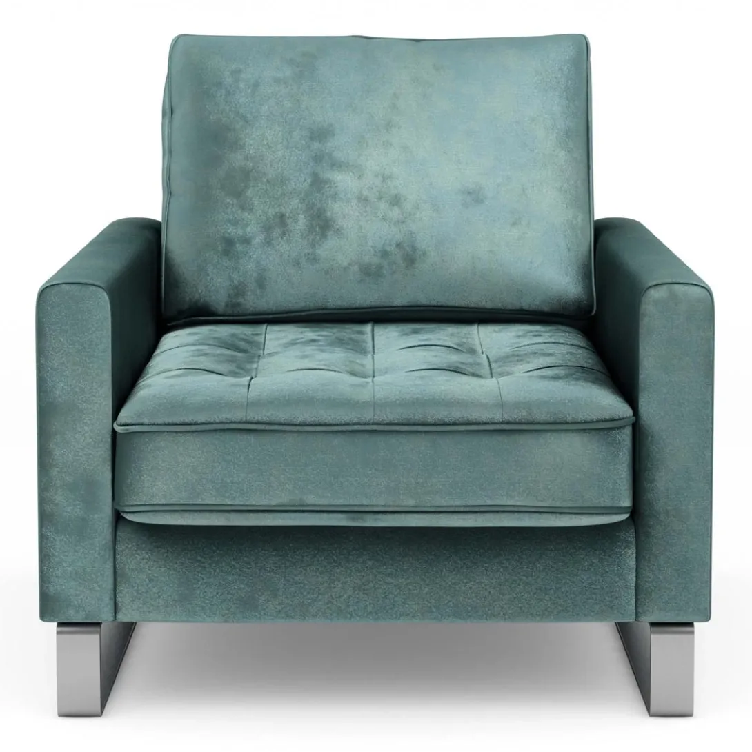 Fauteuil West Houston, Mineral Blue, Velvet