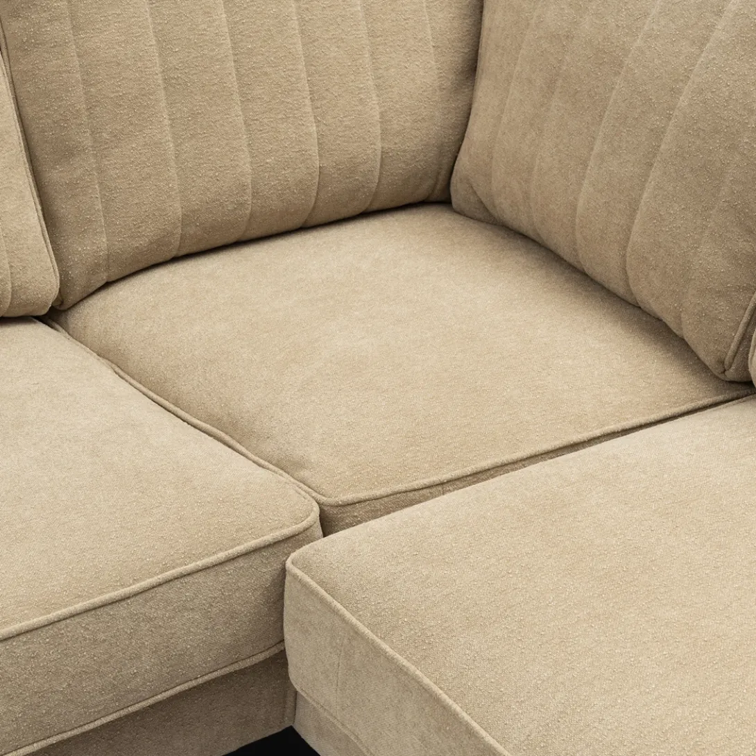 Hoekbank Rechts The Camille Misty Flax, French Weave