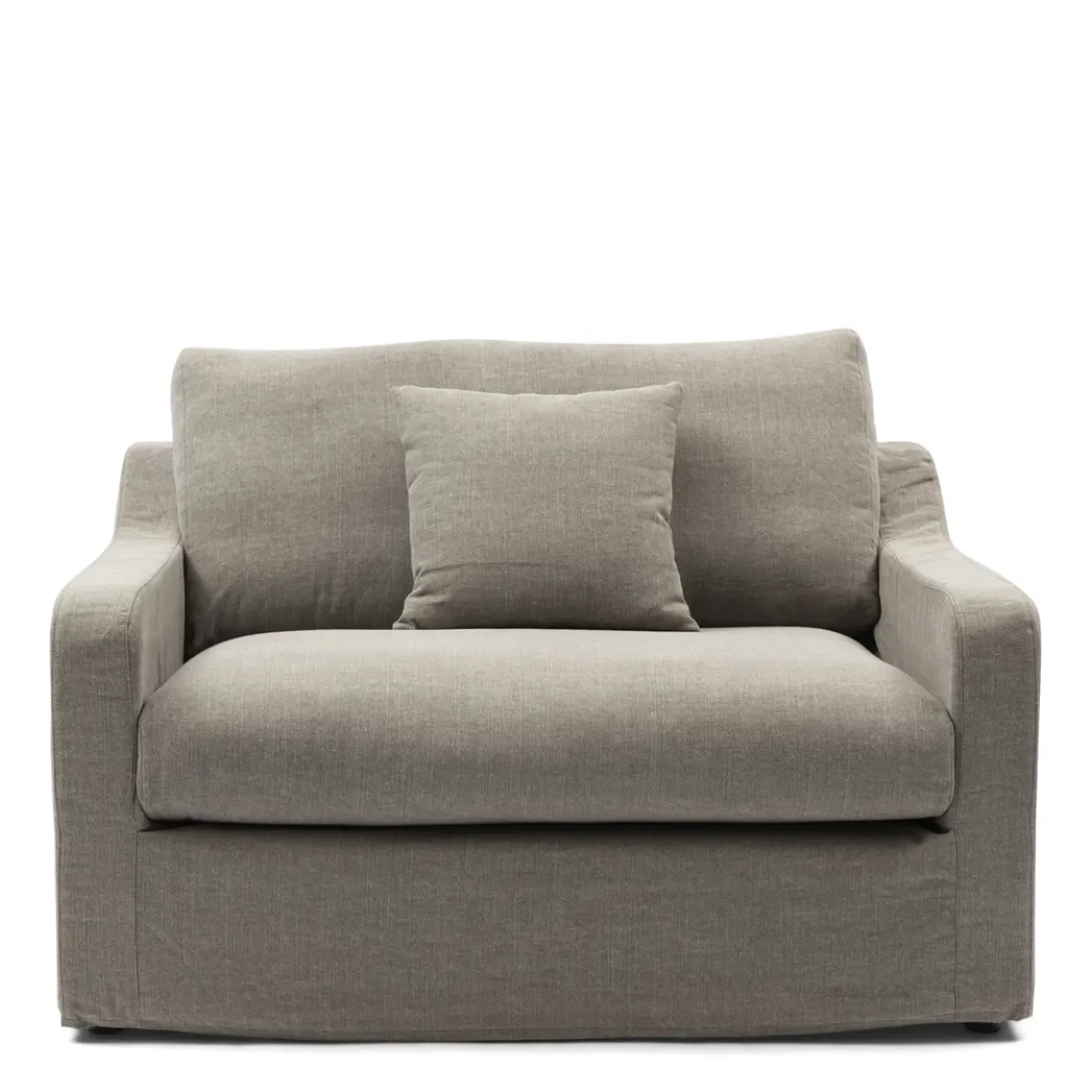 Loveseat Giovanni, Stone, Washed Cotton