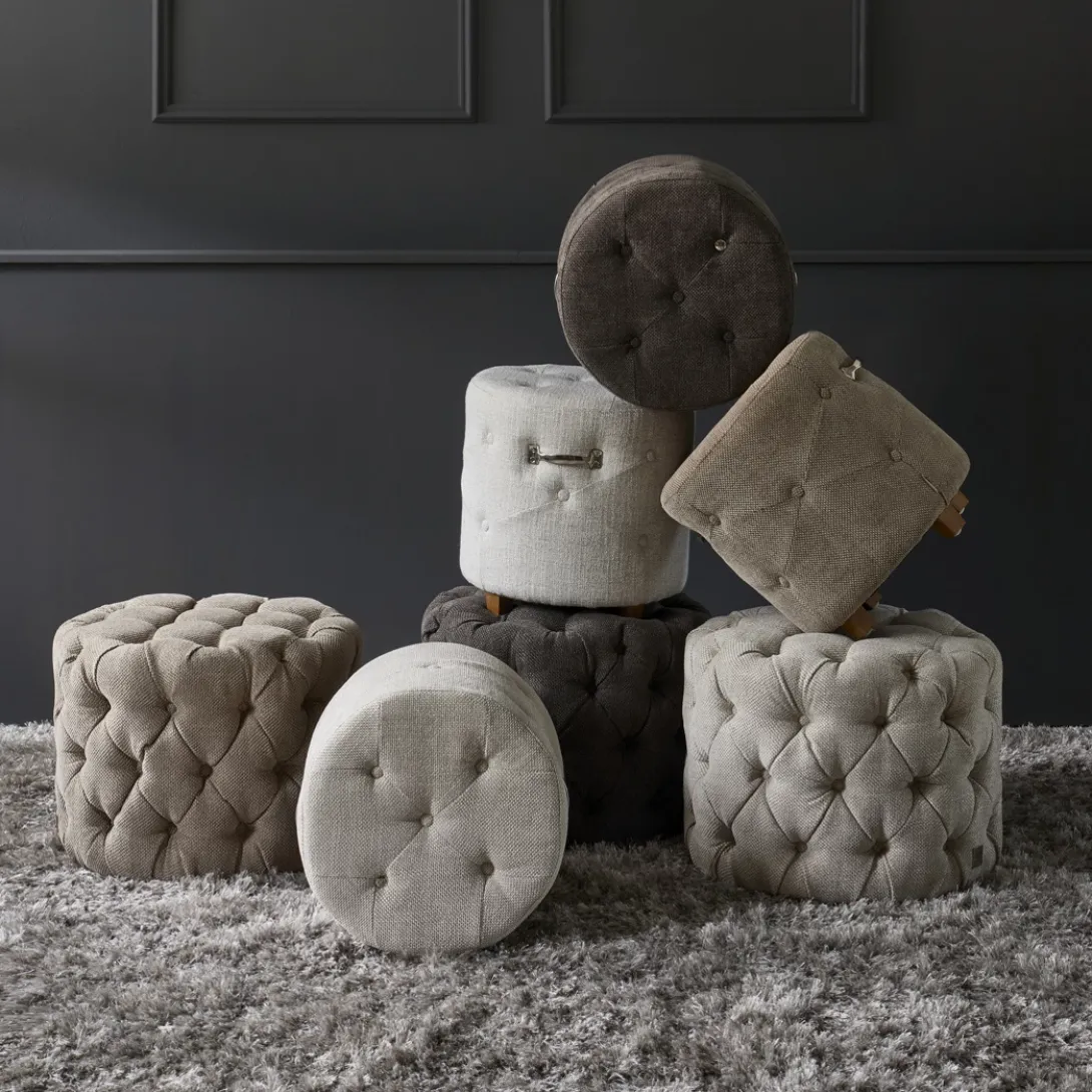 Poef Opera, Antique White, Rich Tweed