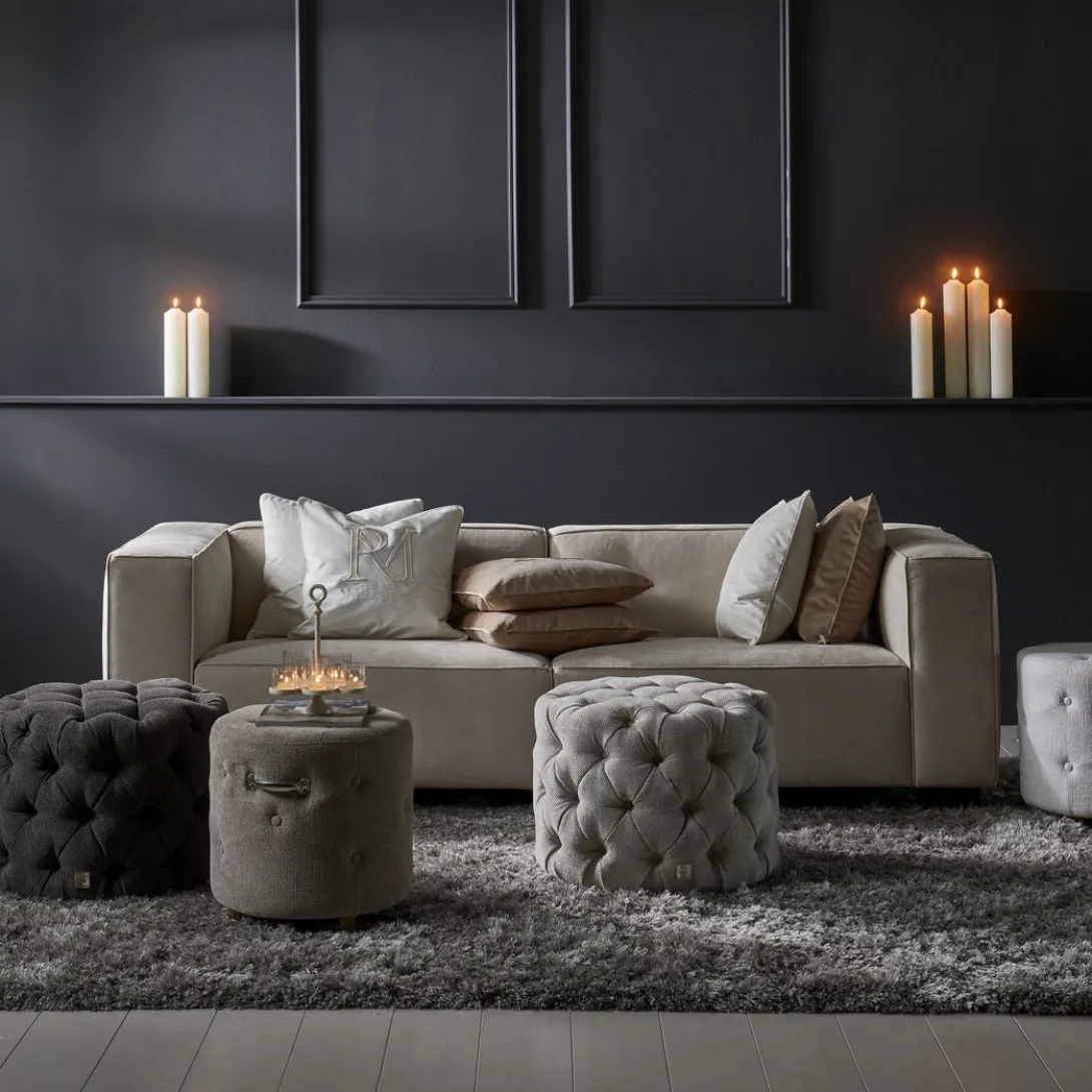 Poef Opera, Antique White, Rich Tweed