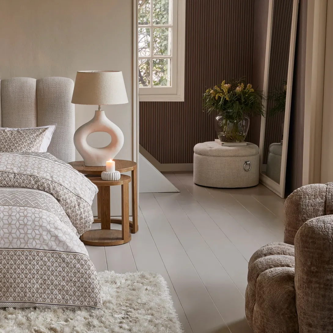 Poef Park Avenue, Antique White, Rich Tweed