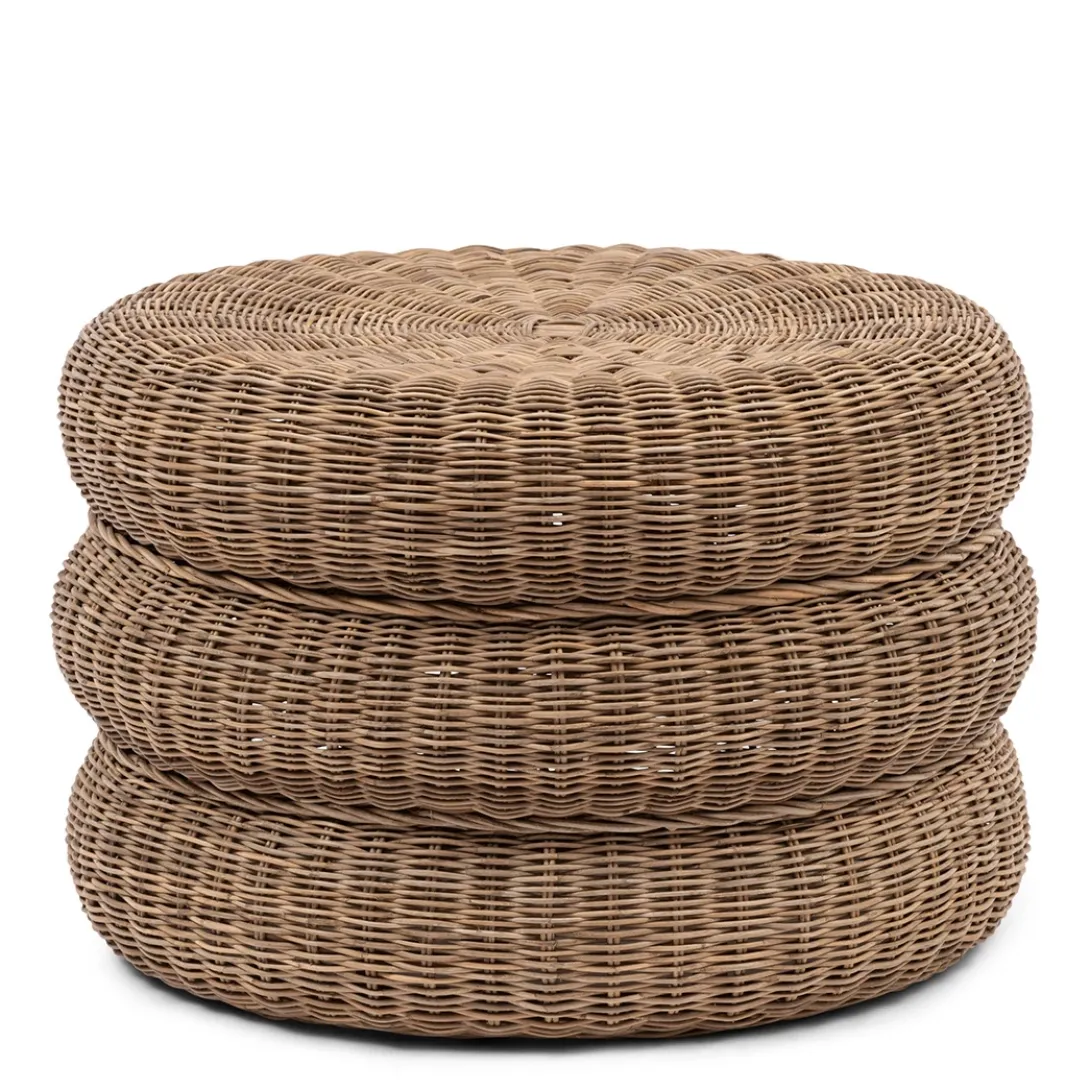 Poef Rustic Rattan Macaron