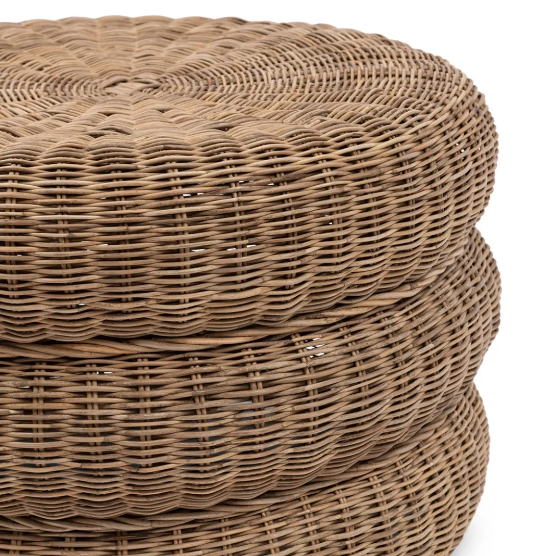 Poef Rustic Rattan Macaron