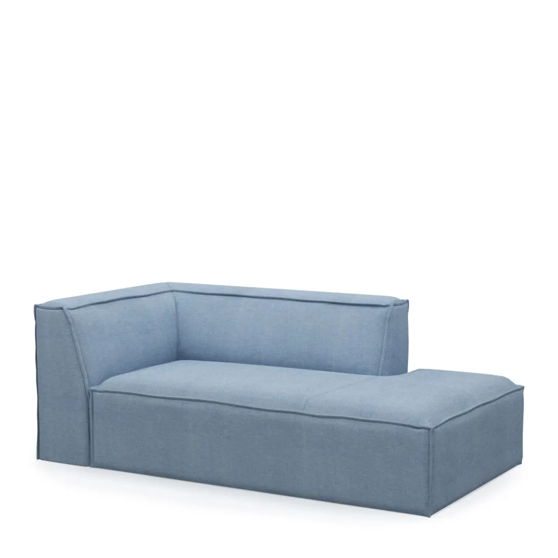 The Jagger Chaise Longue Right, washed cotton, ice blue