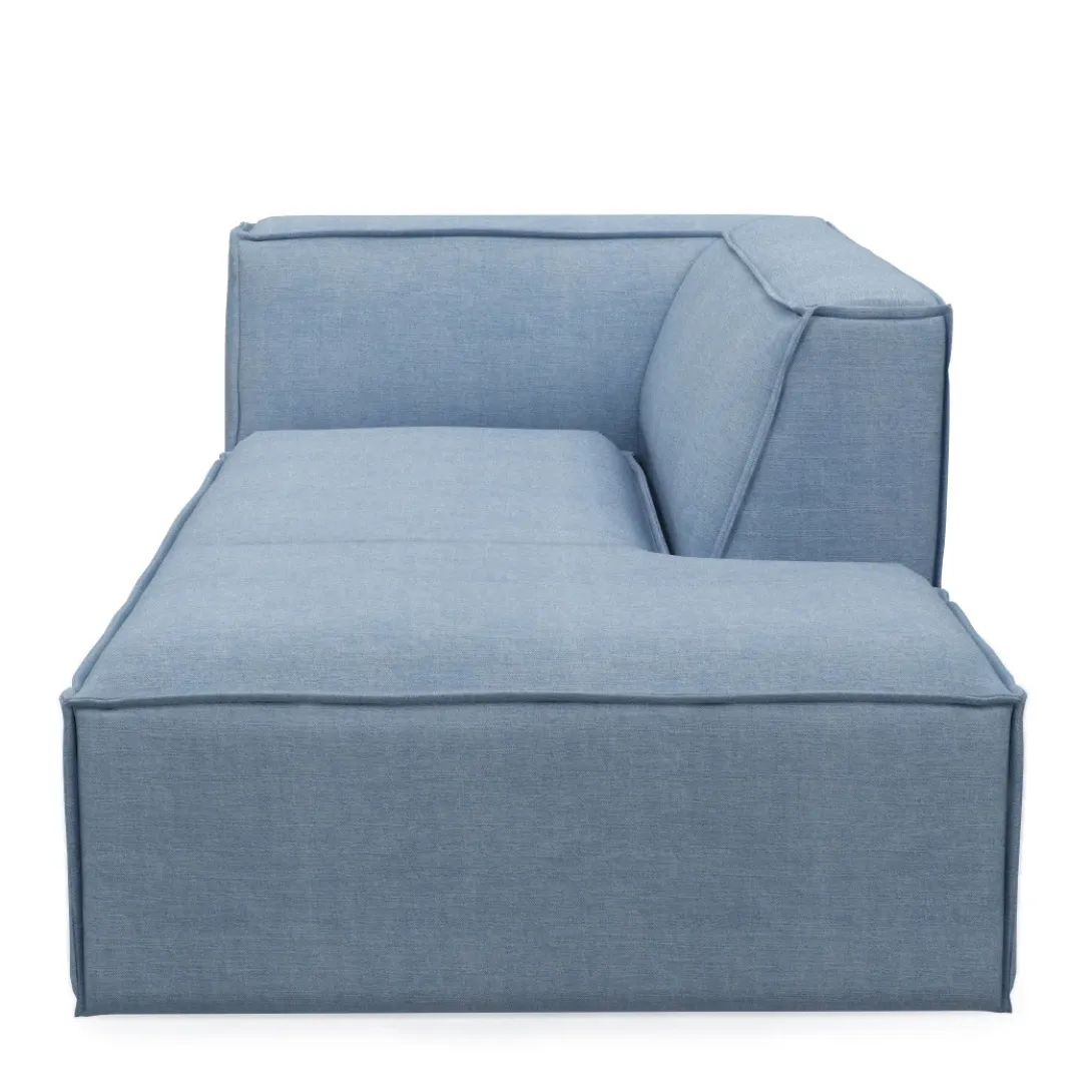 The Jagger Chaise Longue Right, washed cotton, ice blue