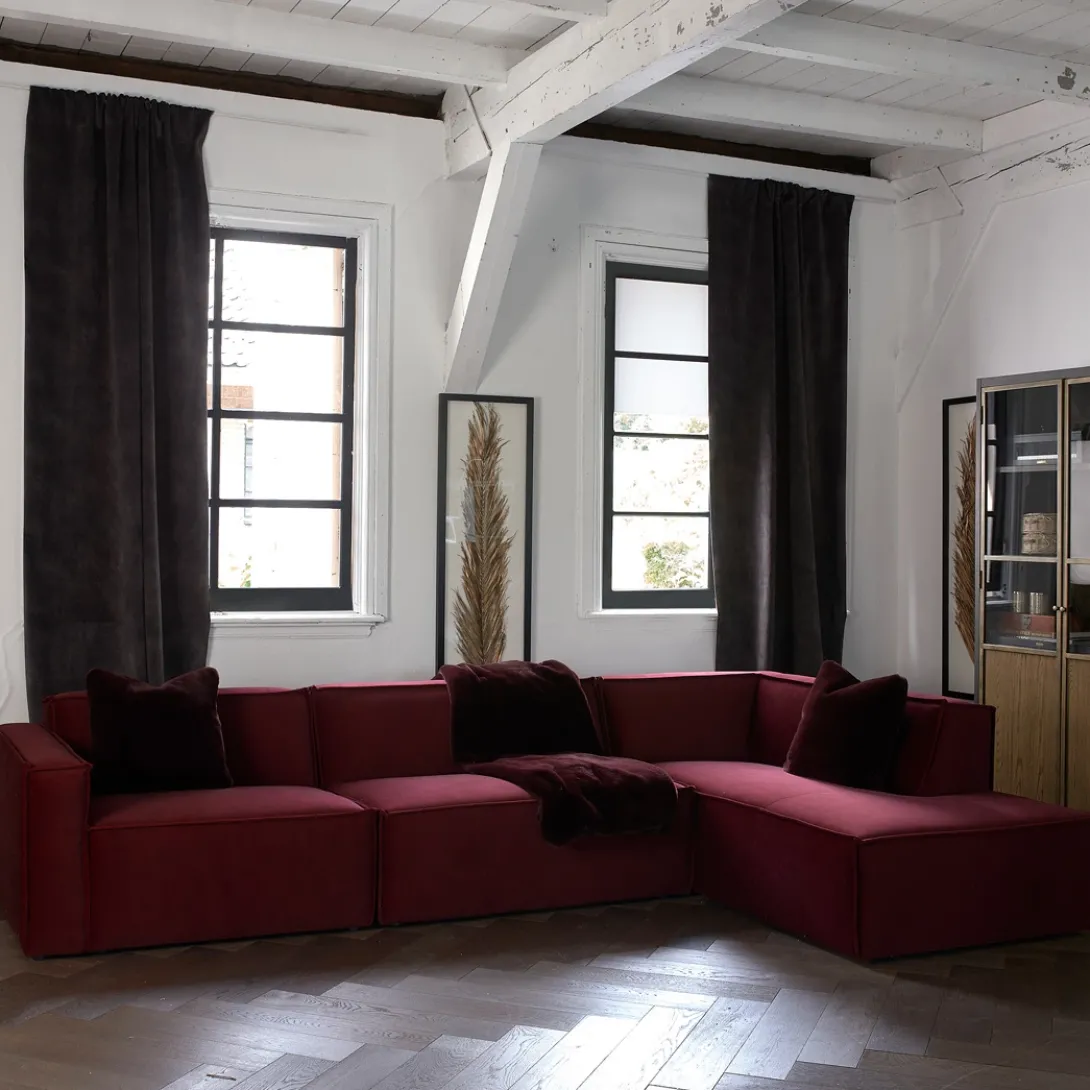 The Jagger Chaise Longue Right, washed cotton, ice blue