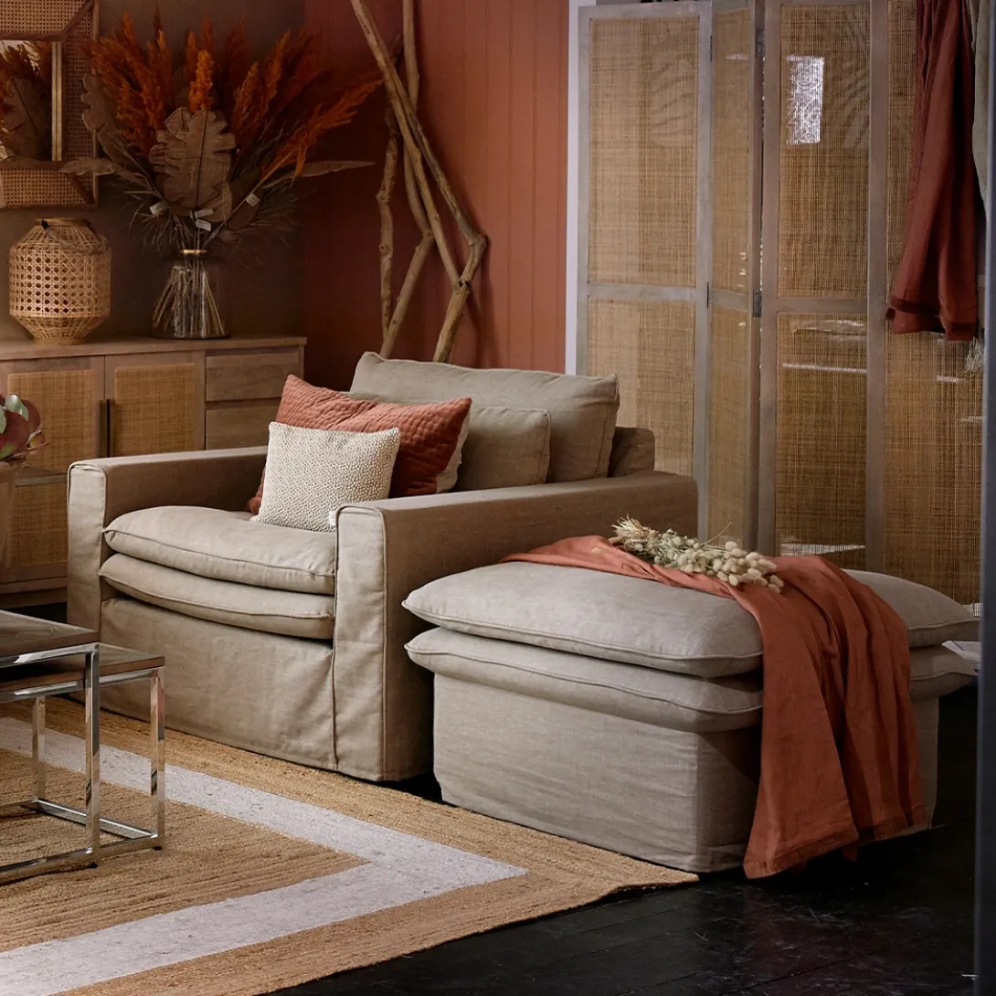 Voetenbank Continental, Golden Beige, 80 x 80