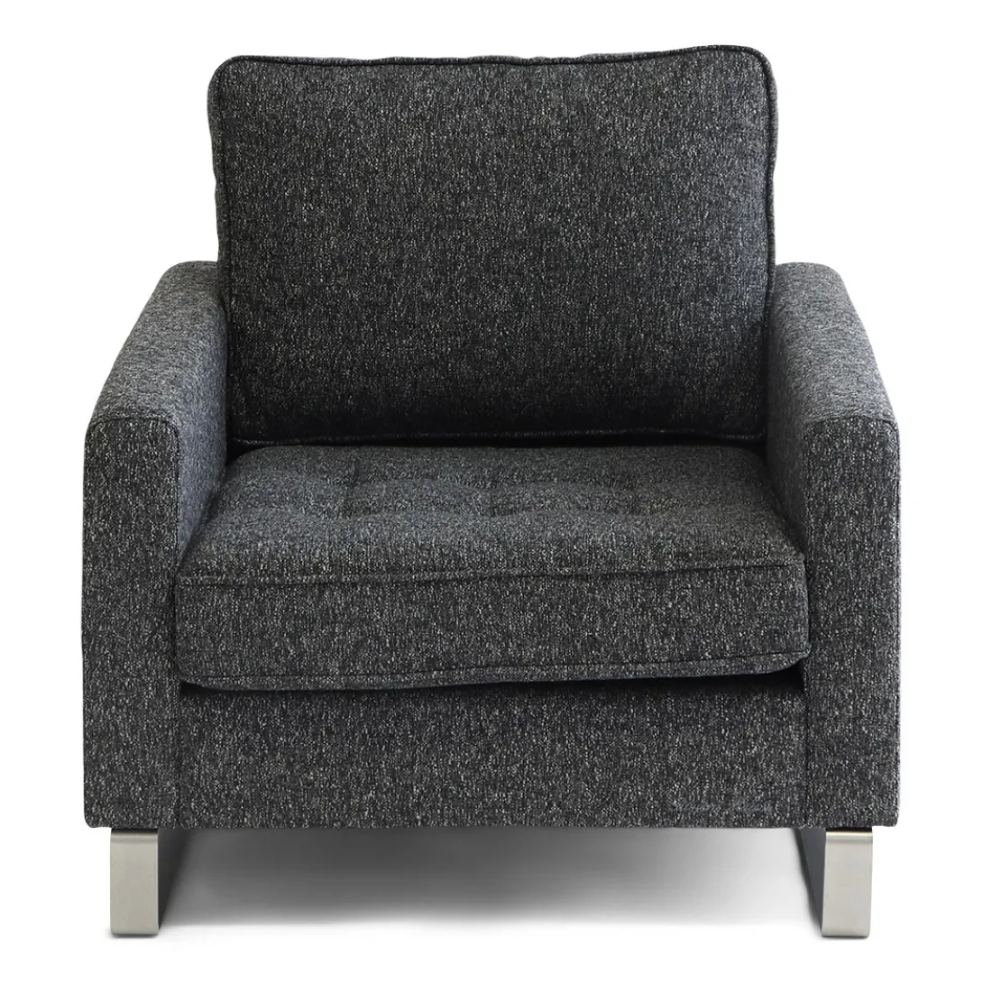 West Houston Armchair, rich tweed, moon rock